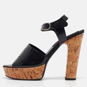 Chanel Black Jelly CC Cork Platform Ankle Strap Sandals Size 39, Sandals - Luxury Closet catalog