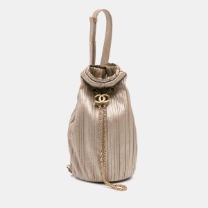 Chanel Gold Small Metallic Calfskin Coco Pleats Drawstring Backpack, Backpacks - Luxury Closet catalog