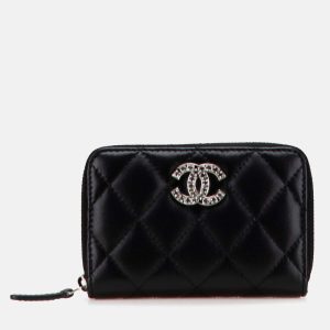 Chanel Black Quilted Lambskin CC Crystal Coin Pouch, Wallets & Money Clips - Luxury Closet catalog