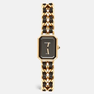 Chanel Black Gold Plated Stainless Steel Leather Premiere H6951 Women's Wristwatch 20 mm, Watches - Luxury Closet catalog