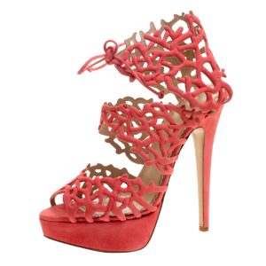 Charlotte Olympia Coral Laser Cut Suede Goodness Gracious Reef Platform Sandals Size 39, Sandals - Luxury Closet