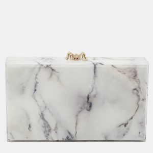 Charlotte Olympia White Marble Effect Perspex Spider Pandora Box Clutch, Clutches & Special Occasion Bags - Luxury Closet catalog