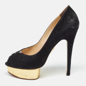 Charlotte Olympia Black Suede Platform Pumps Size 40, Pumps - Luxury Closet catalog