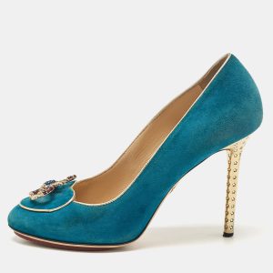 Charlotte Olympia Blue Suede Platform Pumps Size 36.5, Pumps - Luxury Closet catalog