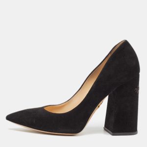 Charlotte Olympia Black Suede Block Heel Pumps Size 39, Pumps - Luxury Closet catalog
