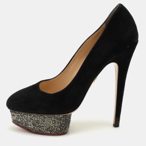 Charlotte Olympia Black Suede Dolly Platform Pumps Size 39, Pumps - Luxury Closet catalog