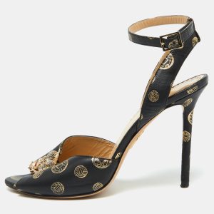 Charlotte Olympia Black Leather Ankle Strap Sandals Size 39, Sandals - Luxury Closet catalog