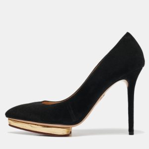 Charlotte Olympia Black Suede Debbie Platform Pumps Size 38, Pumps - Luxury Closet catalog