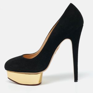 Charlotte Olympia Black Suede Dolly Platform Pumps Size 41, Pumps - Luxury Closet catalog