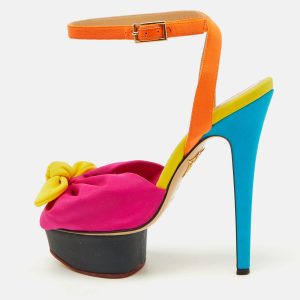 Charlotte Olympia Multicolor Fabric Serena Bow Ankle Strap Platform Sandals Size 36, Sandals - Luxury Closet catalog