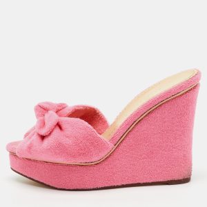 Charlotte Olympia Pink Terry Cloth Jayne Platform Wedge Sandals Size 38, Sandals - Luxury Closet catalog