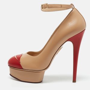 Charlotte Olympia Beige/Red Leather Kiss Me Dolores! Pumps Size 40, Pumps - Luxury Closet catalog