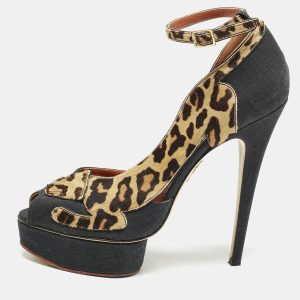 Charlotte Olympia Black/Brown Calfhair and Fabric Leopard D'orsay Pumps Size Size 41, Pumps - Luxury Closet catalog