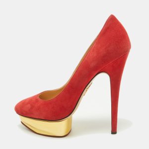 Charlotte Olympia Red Suede Dolly Platform Pumps Size 39, Pumps - Luxury Closet catalog
