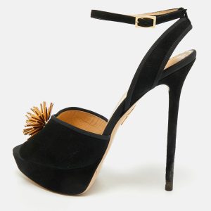 Charlotte Olympia Black Suede Ankle Strap Platform Sandals Size 40, Sandals - Luxury Closet catalog