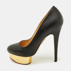 Charlotte Olympia Black Leather Dolly Platform Pumps Size 37, Pumps - Luxury Closet catalog