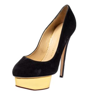 Charlotte Olympia Black Suede Dolly Platform Pumps Size 37, Pumps - Luxury Closet catalog