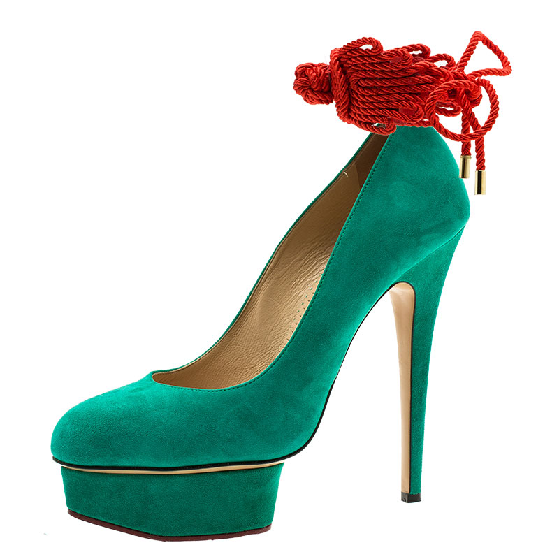 Charlotte Olympia Green Suede Dolly Platform Pumps Size 40, Pumps - Luxury Closet catalog