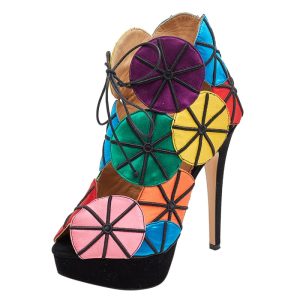 Charlotte Olympia Multicolor Satin Parasol Platform Sandals Size 36.5, Sandals - Luxury Closet catalog