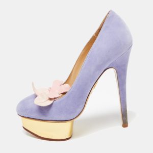 Charlotte Olympia Lavender Suede Dolly Platform Pumps Size 37, Pumps - Luxury Closet catalog