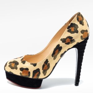 Charlotte Olympia Gold Leopard Print Glitter Suede Dolly  Pumps Size 39, Pumps - Luxury Closet catalog