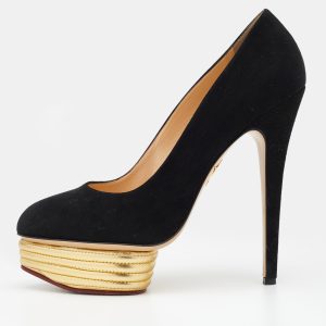 Charlotte Olympia Black Suede Dolly Platform Pumps Size 41, Pumps - Luxury Closet catalog