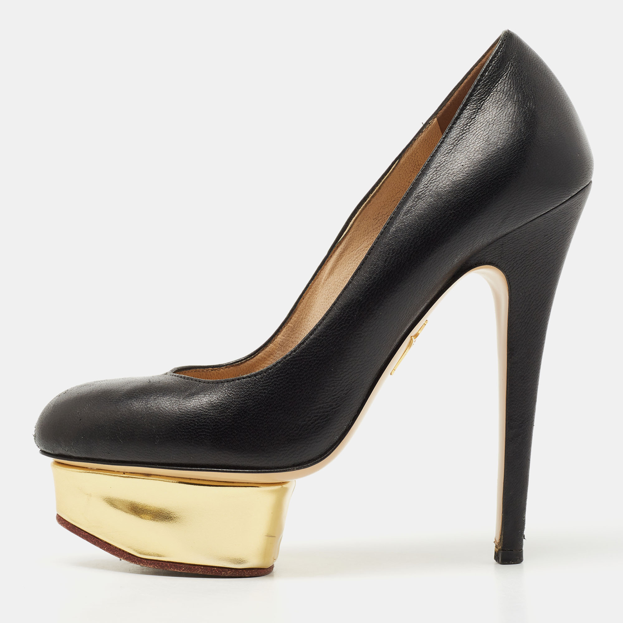 Charlotte Olympia Black Leather Dolly Platform Pumps Size 36.5, Pumps - Luxury Closet catalog