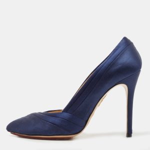 Charlotte Olympia Navy Blue Satin Debonaire Platform Pumps Size 40, Pumps - Luxury Closet catalog
