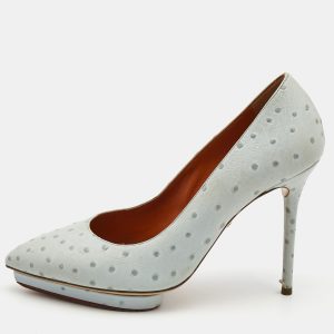 Charlotte Olympia Light Blue Embossed Ostrich Leather Debbie Pumps Size 39, Pumps - Luxury Closet catalog