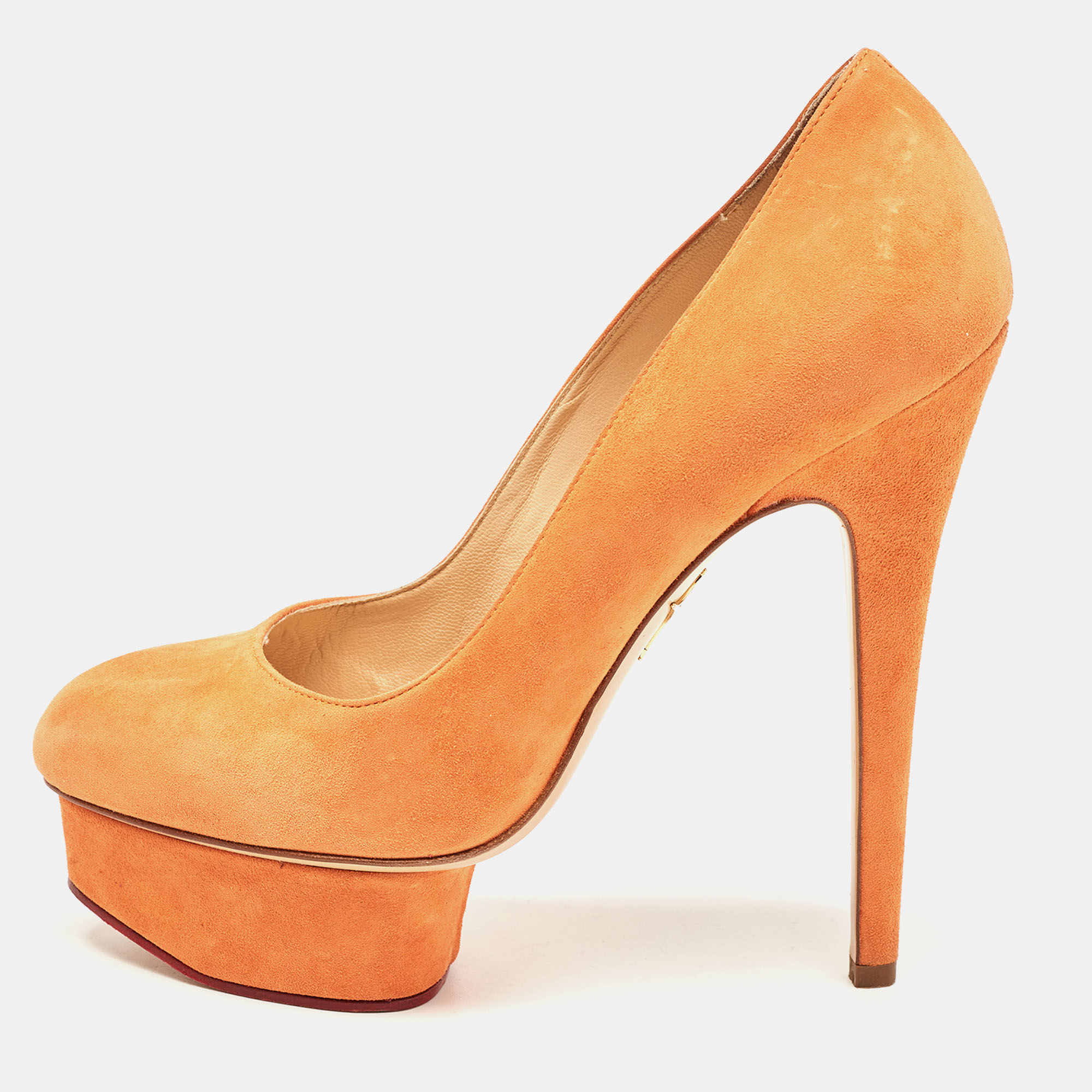 Charlotte Olympia Orange Suede Dolly Pumps Size 37, Pumps - Luxury Closet catalog