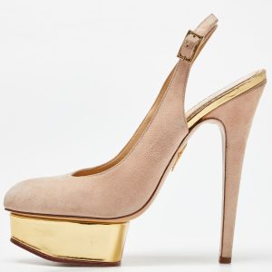 Charlotte Olympia Beige Suede Dolly Slingback Pumps Size 39, Pumps - Luxury Closet catalog