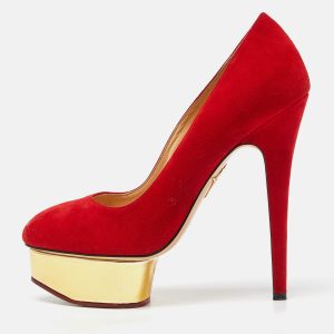 Charlotte Olympia Red Suede Dolly Platform Pumps Size 37, Pumps - Luxury Closet catalog