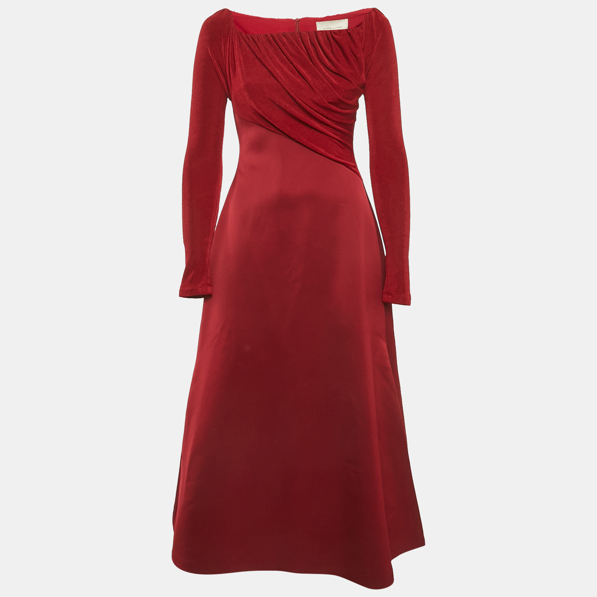 Chats By C.Dam Red Jersey and Crepe Off-Shoulder Gown S, Dresses - Luxury Closet catalog