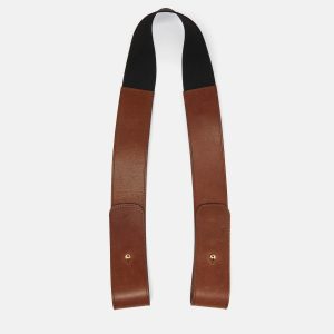 Chloe Brown Leather and Elastic Band Waist Belt, Belt Buckles - Luxury Closet catalog