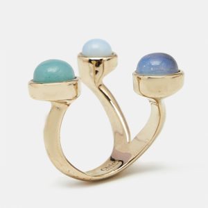 Chlo&eacute;  Zodiac Moonstone Amazonite Gold Tone Ring Size 55, Jewelry - Luxury Closet catalog