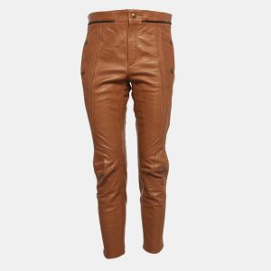Chloe Havana Brown Leather Straight Leg Trousers M, Clothing - Luxury Closet catalog