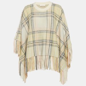 Chloe Yellow Plaid Cashmere Fringed Poncho Sweater XS/S, Sweaters & Cardigans - Luxury Closet catalog