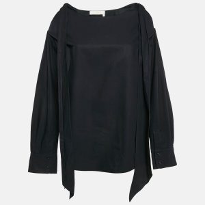 Chloe Navy Blue Cotton Cold-Shoulder Blouse M, Shirts & Tops - Luxury Closet catalog