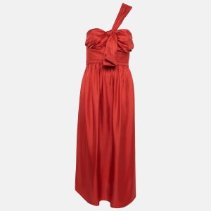 Chloe Red Silk One Shoulder Midi Dress M, Dresses - Luxury Closet catalog