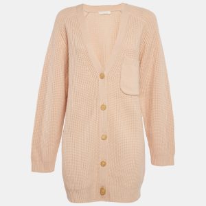 Chloe Pastel Pink Cashmere Knit Button Front Cardigan M, Sweaters & Cardigans - Luxury Closet catalog