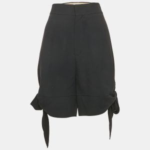 Chloe Anthracite Blue Crepe Bow Tie Detail Shorts M, Shorts - Luxury Closet catalog