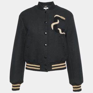 Chloe Black Snake Embroidered Wool Drill Bomber Jacket S, Coats & Jackets - Luxury Closet catalog