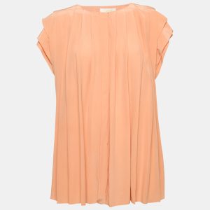 Chlo&eacute; Pink Silk Pleated Top M, Shirts & Tops - Luxury Closet catalog