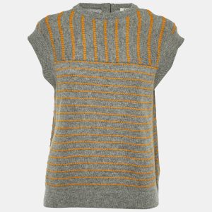 Chloe Grey & Yellow Wool Knit Sleeveless Sweater M, Sweaters & Cardigans - Luxury Closet catalog