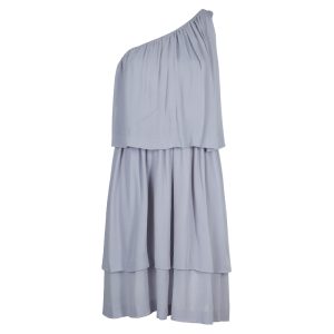 Chloe Grey Silk One Shoulder Tiered Dress S, Dresses - Luxury Closet catalog