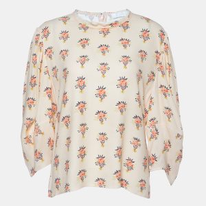 Chloe Wild Pink Printed Crepe Puff Sleeves Top L, Shirts & Tops - Luxury Closet catalog