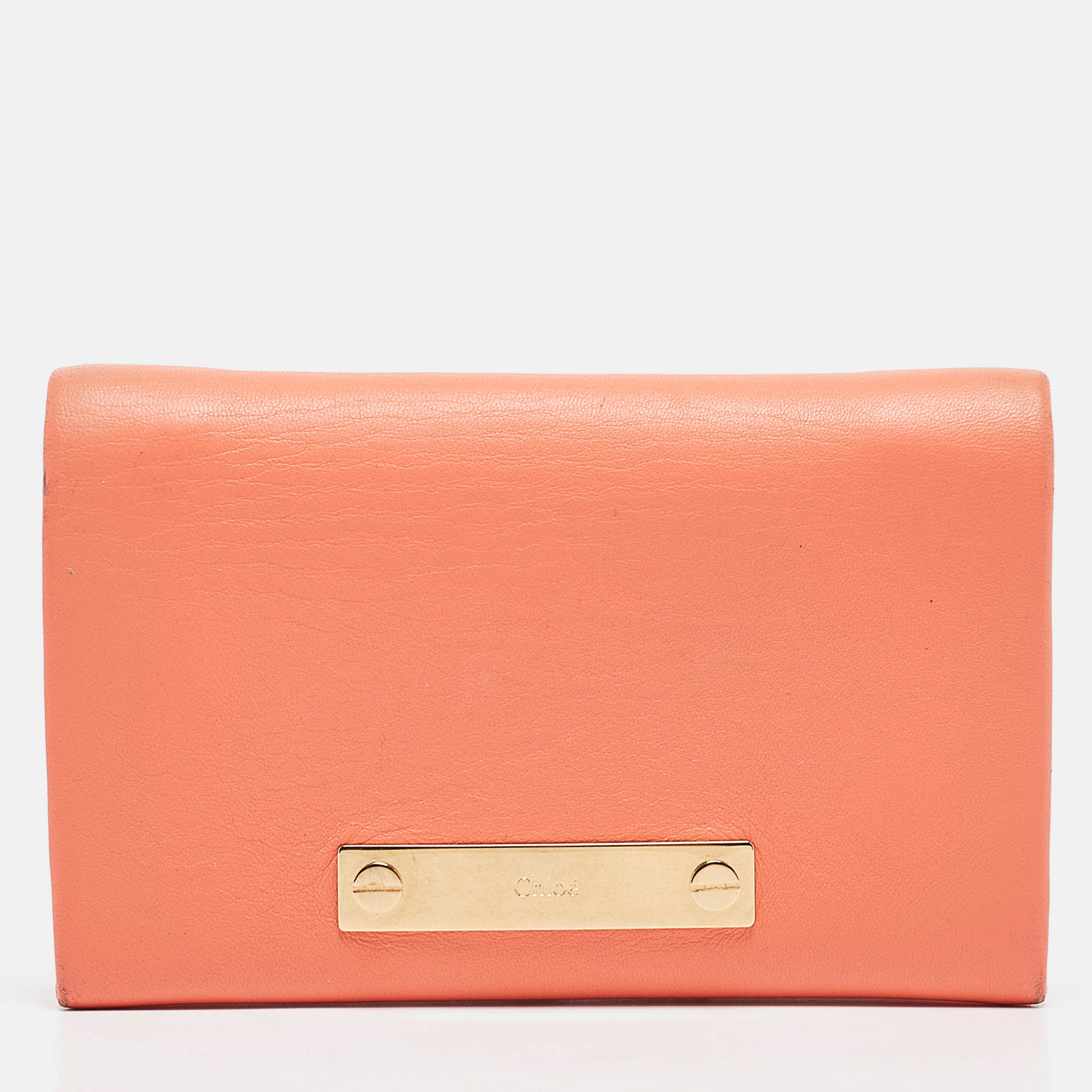 Chloe Orange Leather Fold Over Flap Wallet, Wallets & Money Clips - Luxury Closet catalog