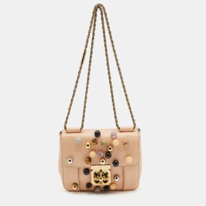 Chloe Peach Leather Small Embellished Elsie Shoulder Bag, Shoulder Bags - Luxury Closet catalog