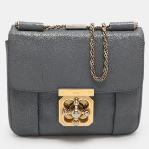 Chloe Grey Leather Small Elsie Shoulder Bag, Shoulder Bags - Luxury Closet catalog