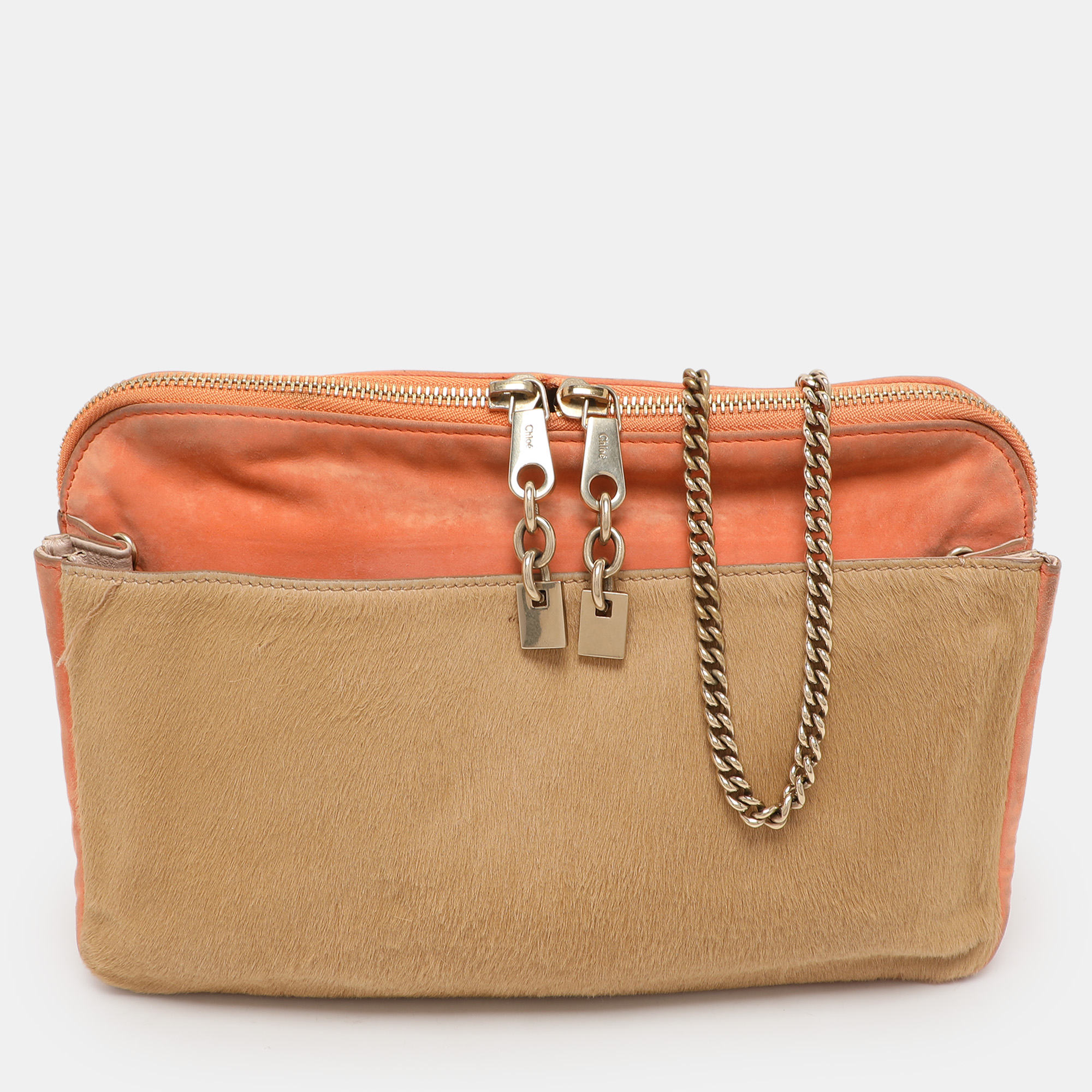 Chloe Beige/Peach Calf Hair and Suede Chain Shoulder Bag, Shoulder Bags - Luxury Closet catalog
